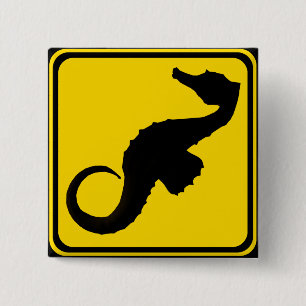 Seahorse Crossing! Vierkante Button 5,1 Cm
