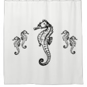 Seahorse Design sur rideau de douche blanc (Devant)