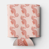 Seahorse doodle ornament: roze achtergrond. blikjeskoeler (Achterkant)