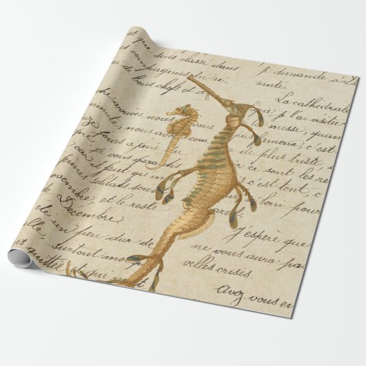 Seahorse en Script Cadeaupapier (Uitgerold)