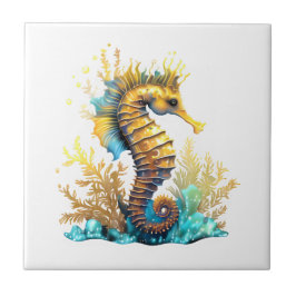 Seahorse fantasy blauw goud onder het zee tegeltje