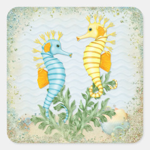 Seahorse Fantasy Vierkante Sticker