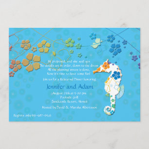 Seahorse Floral repesial Dinner Party Invitation Kaart