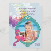 Seahorse Frame Photo Anniversaire Fête Invitation (Devant / Derrière)