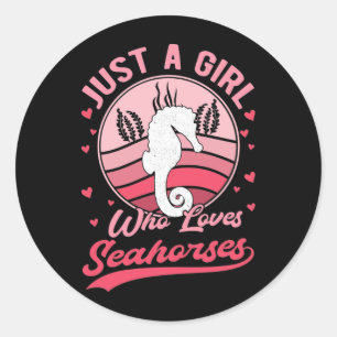Seahorse Girl Kawaii Zee Horse Lover Ronde Sticker