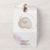 Seahorse glitter abstract kuststrand goudroze  all in one uitnodiging (Buitenkant)