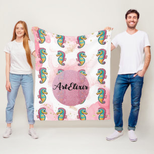 Seahorse Glitters Print Fleece Deken