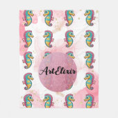 Seahorse Glitters Print Fleece Deken (Voorkant)