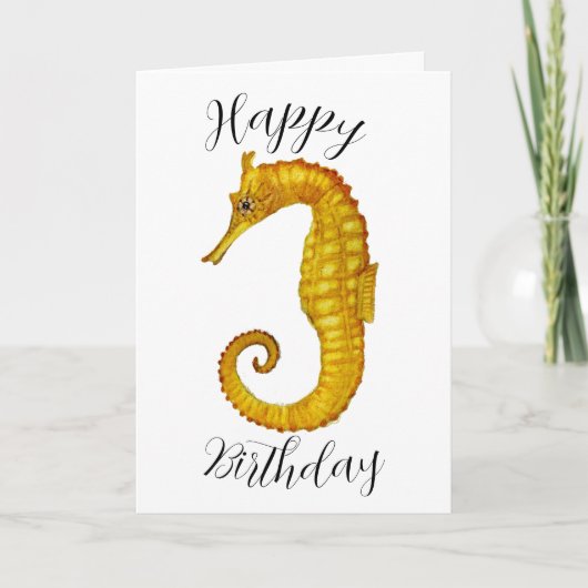Seahorse Happy Birthday Kaart (Voorkant)