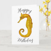 Seahorse Happy Birthday Kaart (Gele Bloem)