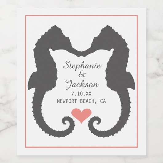 Seahorse Heart Wijn Etiket (Enkel label)