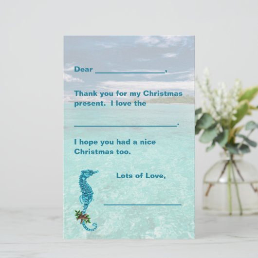 Seahorse Kerstmis Kinder Writers Paper Hartelijk d Briefpapier (Staand voorkant)