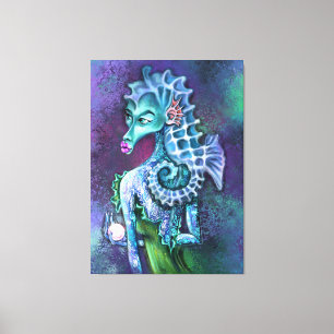 Seahorse Lady Fantasy Canvas print - schilderen