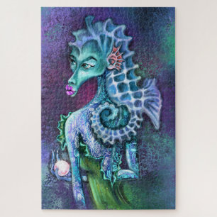 Seahorse Lady Fantasy Jigzaag Puzzle Painting Legpuzzel