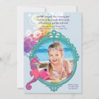 Seahorse Lijst Photo Birthday Party Invitation