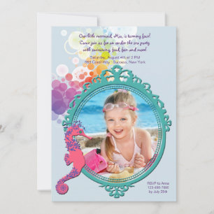 Seahorse Lijst Photo Birthday Party Invitation Kaart