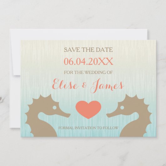 Seahorse Love Nautical Wedding Save the Date (Voorkant)