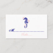 Seahorse marine bleu, mariage rose carte place (Dos)