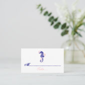 Seahorse marine bleu, mariage rose carte place (Debout devant)