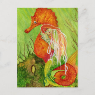 Seahorse mermaid fantasy Briefkaart