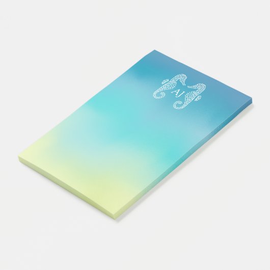 Seahorse Monogram Beach Ocean Ombre Post-it® Notes (Schuin)