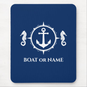 Seahorse Nautical Anchor Your Boat of Name Navy Muismat