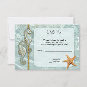 Seahorse Nautical Wedding Enclosure RSVP Card