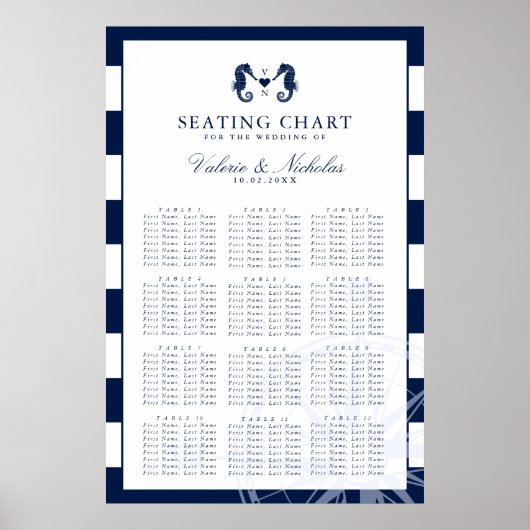 Seahorse | Nautical Wedding | Zitschaart Poster (Voorkant)