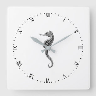 "SEAHORSE" NAUTISCHE ACRYLIC WALLCLOCK VIERKANTE KLOK