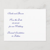 Seahorse navy blue, roze bruiloft Save the Date Aankondigingskaart (Achterkant)