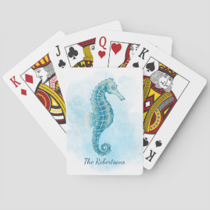Seahorse Ocean Waterverf gepersonaliseerd Pokerkaarten