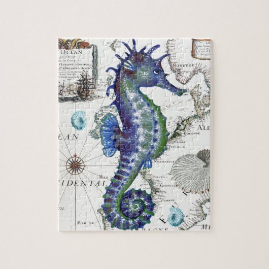 Seahorse Old Map Legpuzzel (Verticaal)