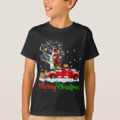 Seahorse on Red Truck Kerstmis Pajama Funny Xmas T-shirt (Voorkant)