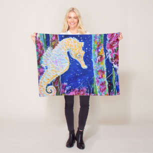 Seahorse Painting Fleece Deken