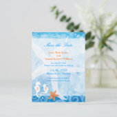 Seahorse Pair Beach Wedding Save the Date Aankondigingskaart (Staand voorkant)