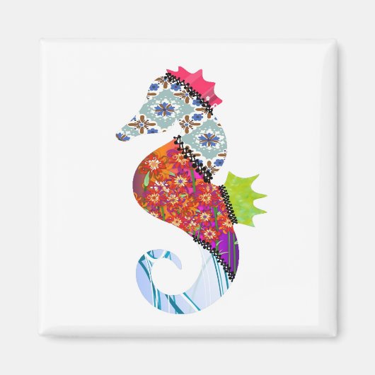 Seahorse Patchwork Pet Magnet Magneet (Voorkant)
