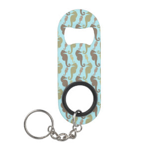 Seahorse Pattern Aqua Blue Sleutelhanger Flessenopener