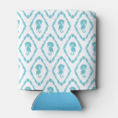 Seahorse Pattern Personalized Blue and White Blikjeskoeler (Achterkant)