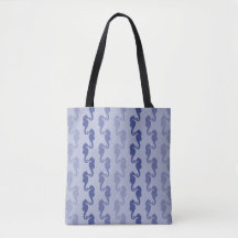 Seahorse Ribbons Blue Lavender Canvas tas