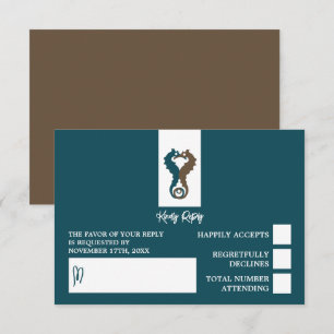 Seahorse Romance, Beach Wedding RSVP Kaartje