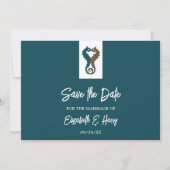Seahorse Romance, Beach Wedding Save The Date (Voorkant)