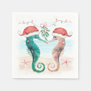 Seahorse Santa Coastal Kerstmis Kiss Beach Servet