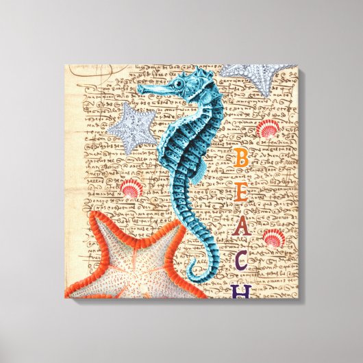 Seahorse Shabby Canvas Afdruk (Voorkant)