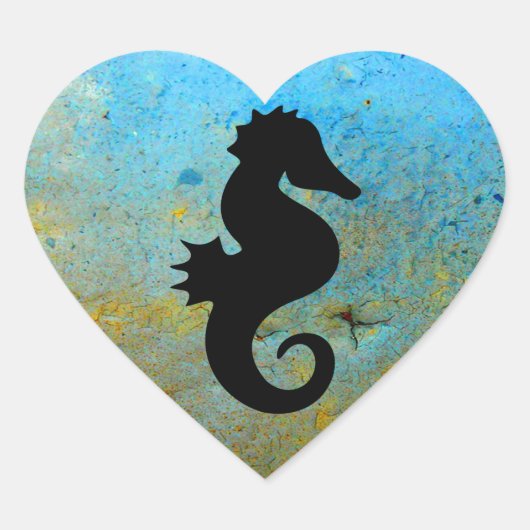 Seahorse Silhouette Hart Sticker (Voorkant)
