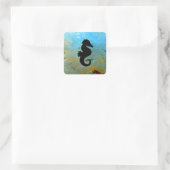 Seahorse Silhouette Vierkante Sticker (Tas)