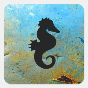 Seahorse Silhouette Vierkante Sticker