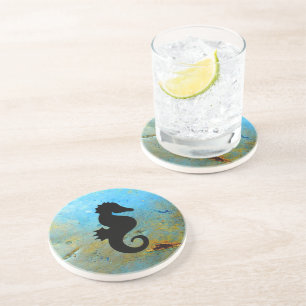 Seahorse Silhouette Zandsteen Onderzetter