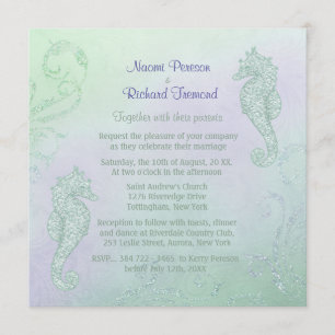 Seahorse Sparkle Wedding Invitation Kaart