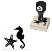 Seahorse & Star Fish Silhouette Rubberstempel (Gestempeld)