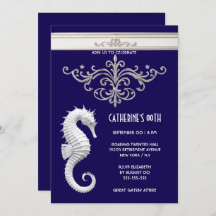 Seahorse thema zomer strand verjaardag marine wit kaart